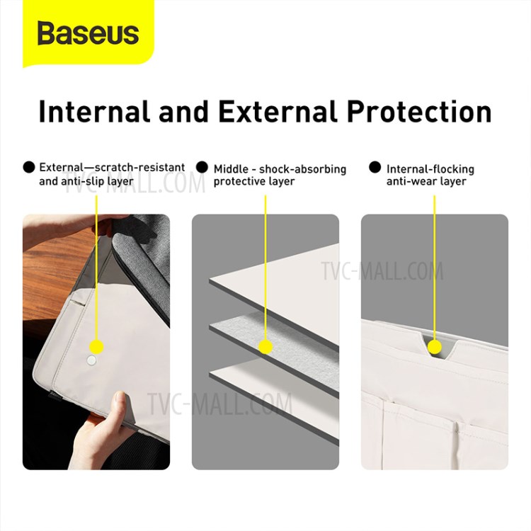 BASEUS Basics Series Waterproof Scratch-resistant Laptop Bag Sleeve for 16-inch Notebook Compurter - White-7