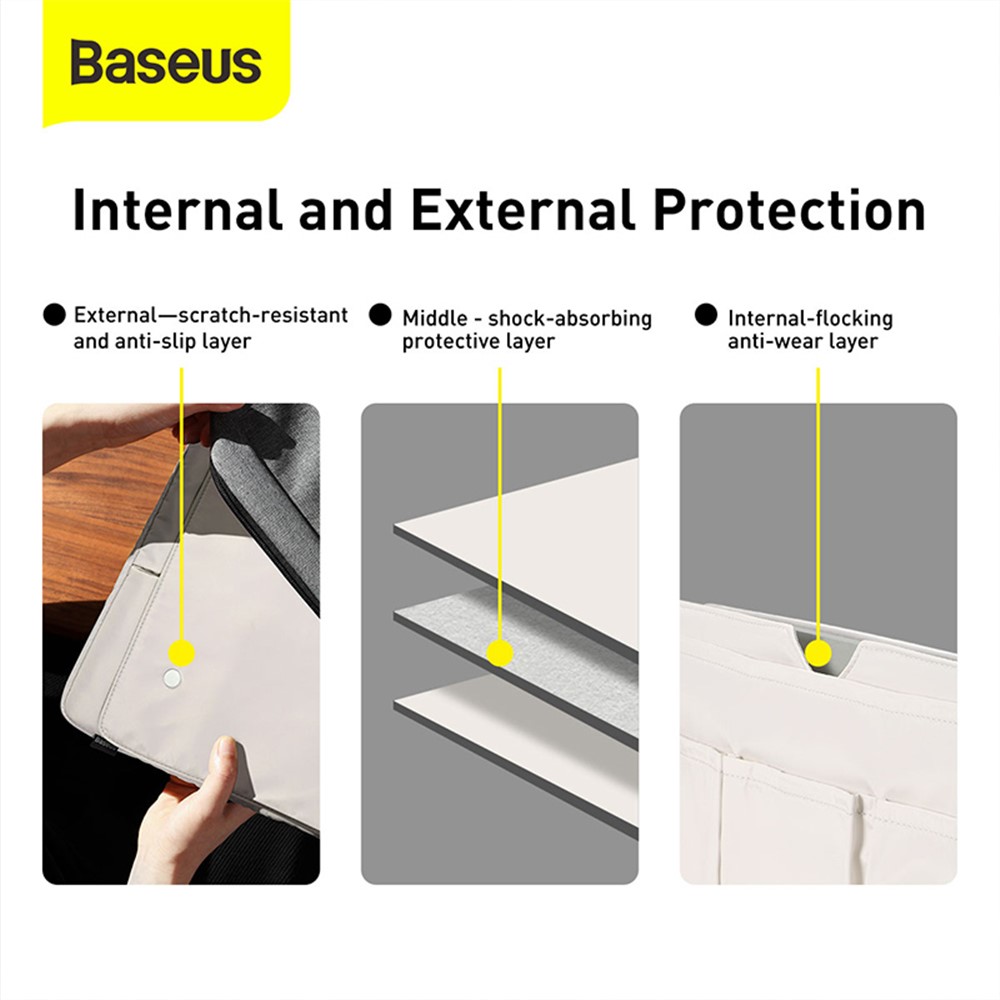 BASEUS Basics Series Waterproof Scratch-resistant Laptop Bag Sleeve for 13-inch Notebook Compurter - White-8