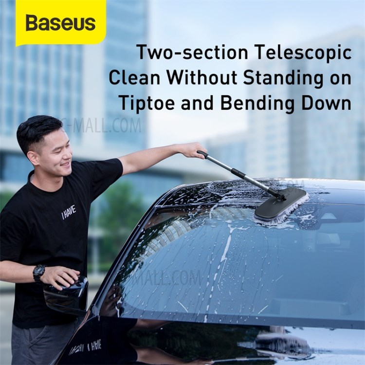 BASEUS Telescoping Car Wash Mop Cleaner Auto Dust Cleaning Brush Tool - Black-6