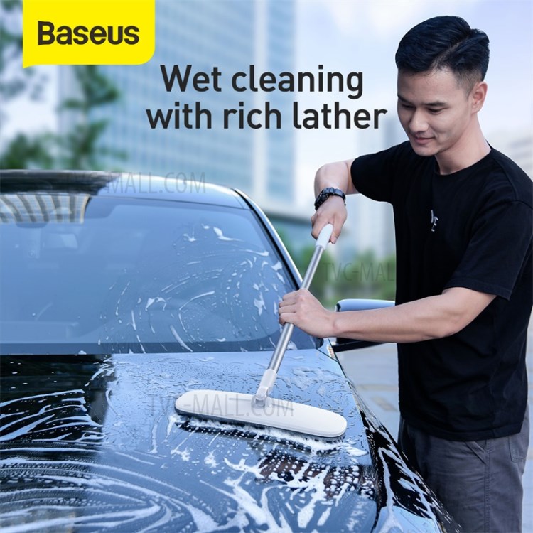 BASEUS Telescoping Car Wash Mop Cleaner Auto Dust Cleaning Brush Tool - White-3