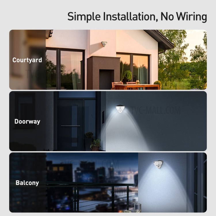 BASEUS Energy Collection Series 4 PCS Solar Human Body Induction Wall Lamp (Triangle) - Black-5