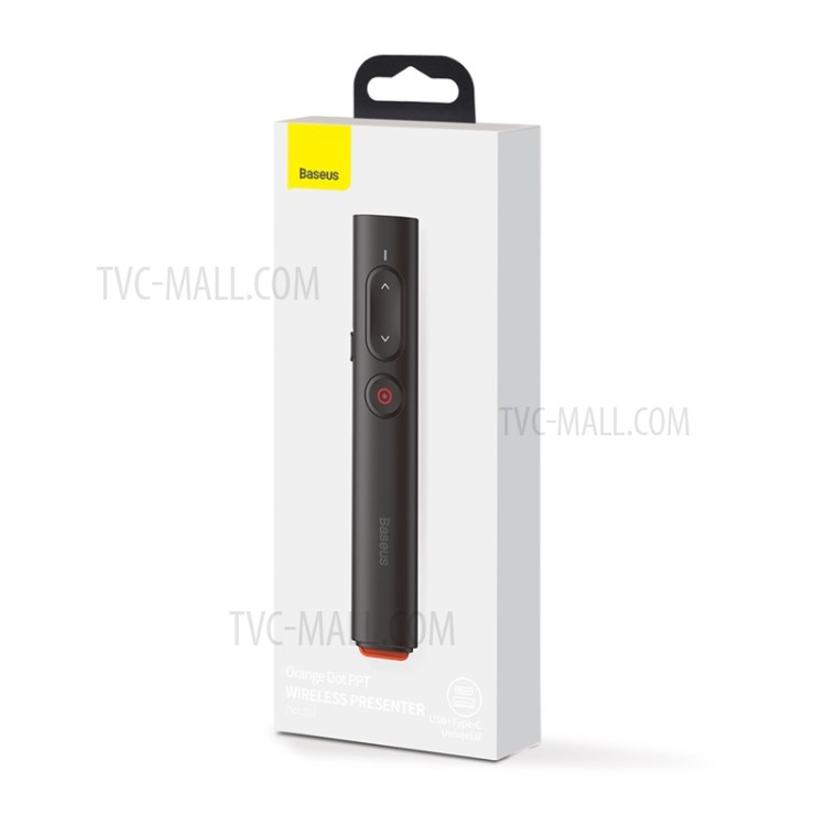 BASEUS Orange Dot Wireless Presenter PPT Flip Pen (Youth Version) with AAA Battery - Black-14
