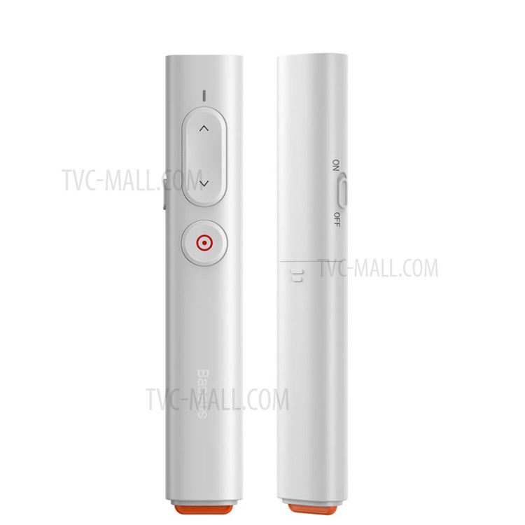BASEUS Orange Dot Wireless Presenter PPT Flip Pen (Youth Version) with AAA Battery - White