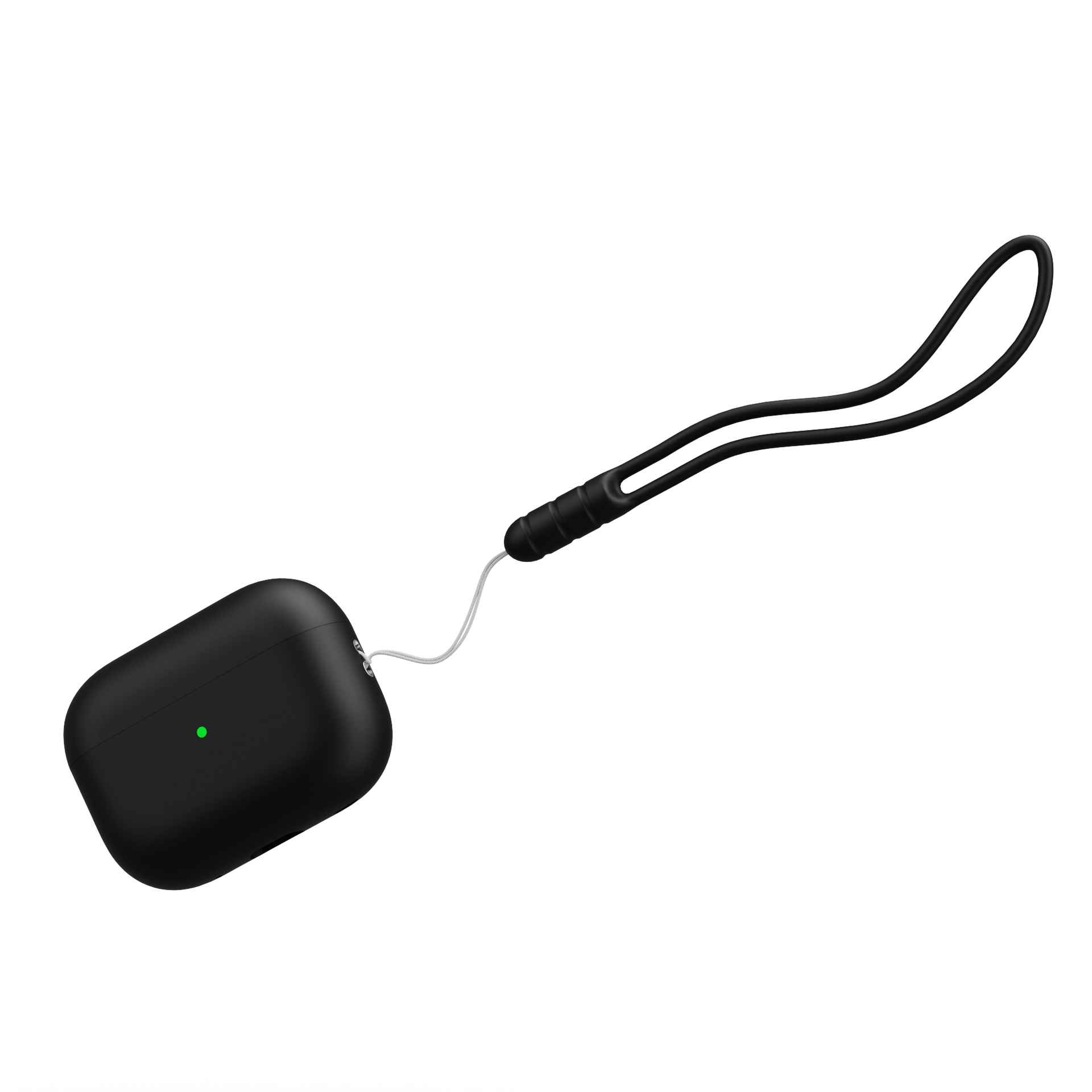 For AirPods Pro 2 Shockproof Case Wireless Earphones Soft Silicone Protective Cover with Lanyard - Black