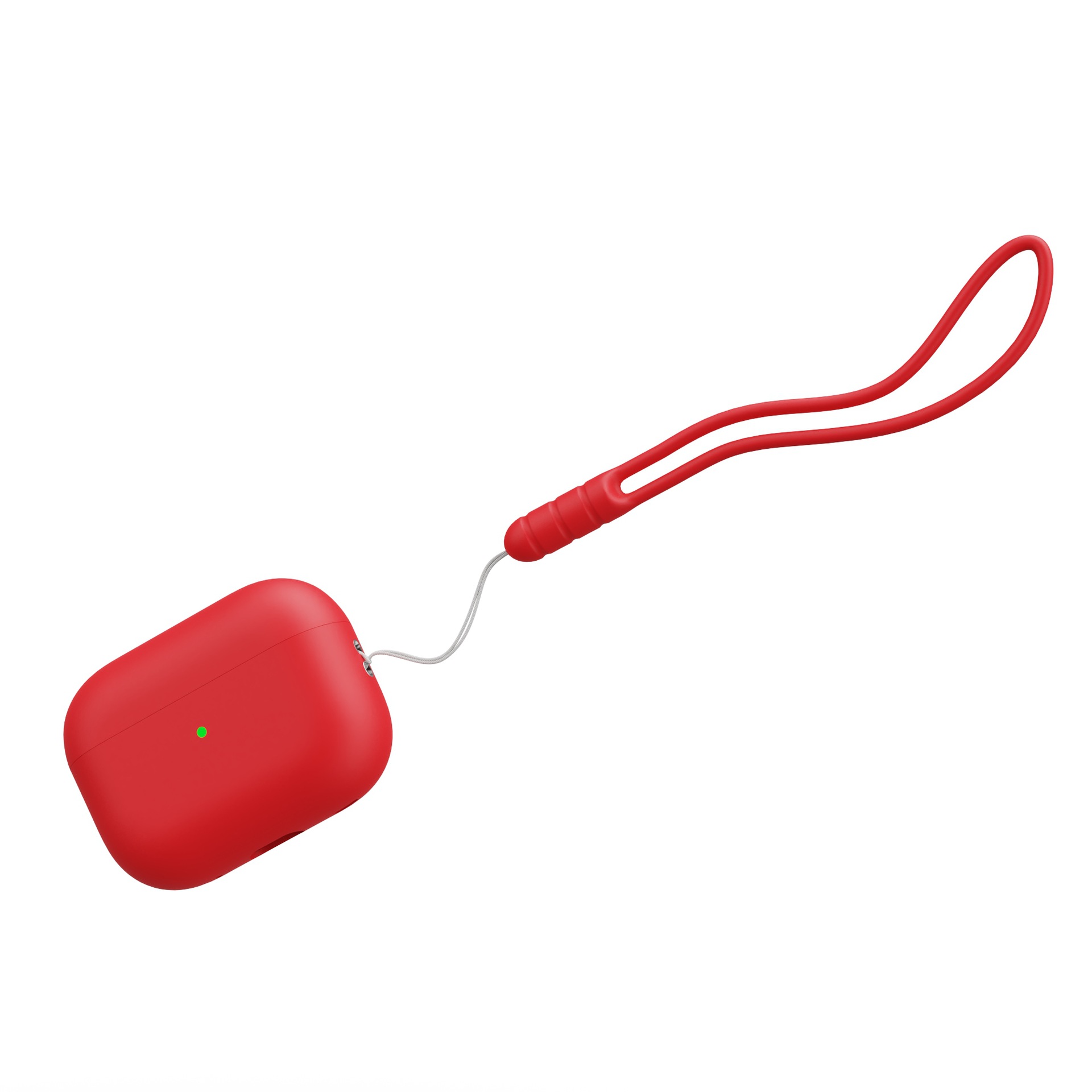 For AirPods Pro 2 Shockproof Case Wireless Earphones Soft Silicone Protective Cover with Lanyard - Red