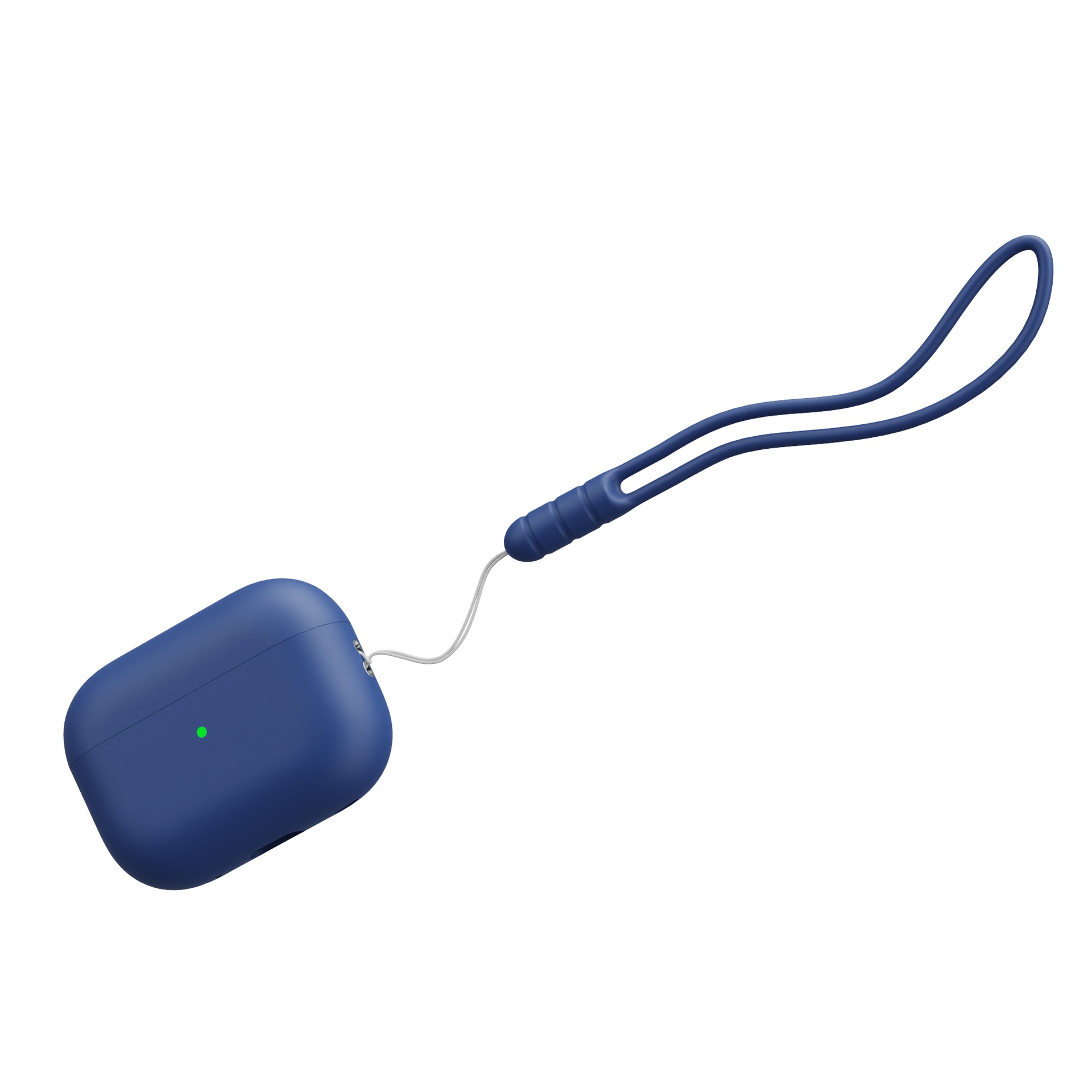 For AirPods Pro 2 Shockproof Case Wireless Earphones Soft Silicone Protective Cover with Lanyard - Dark Blue