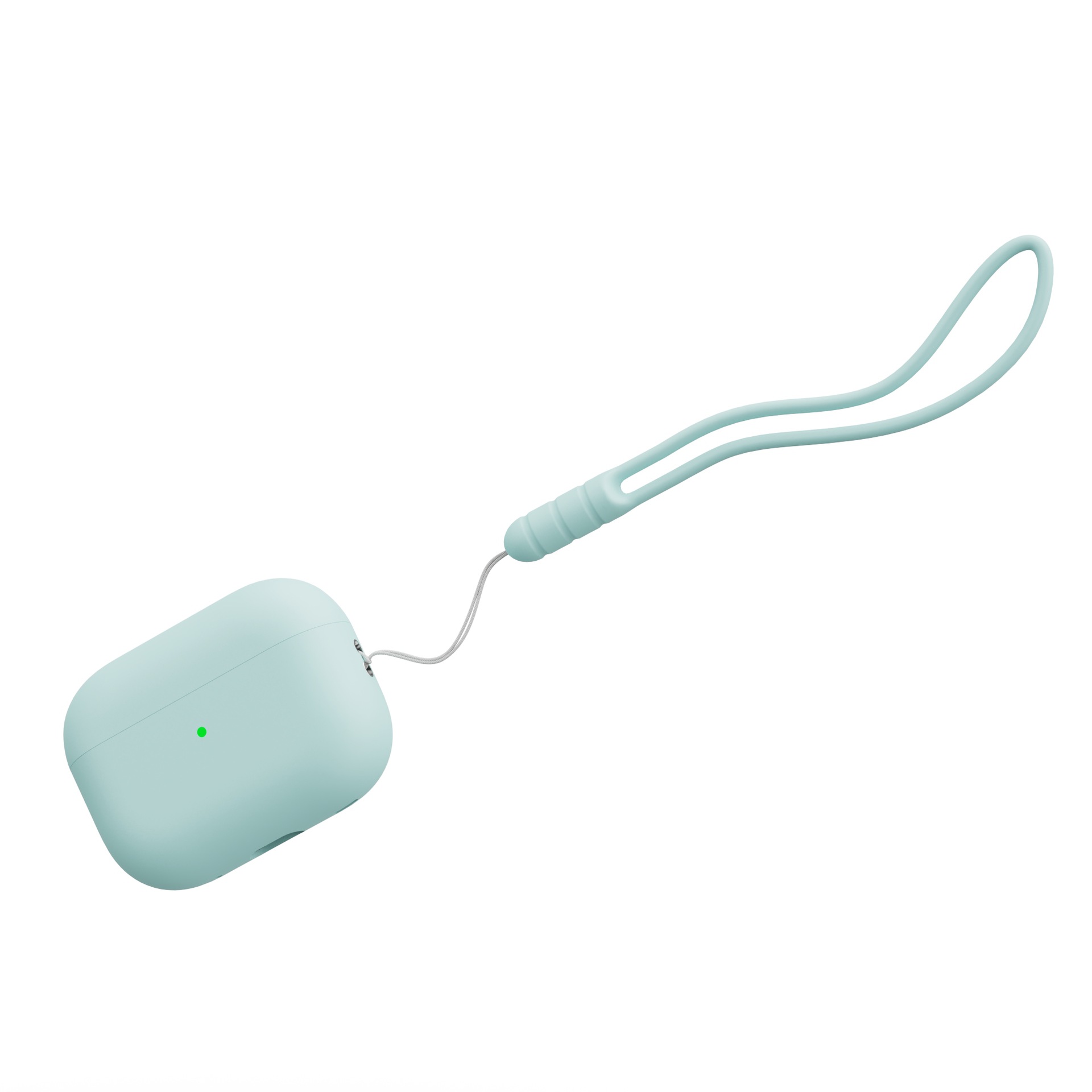 For AirPods Pro 2 Shockproof Case Wireless Earphones Soft Silicone Protective Cover with Lanyard - Mint Green