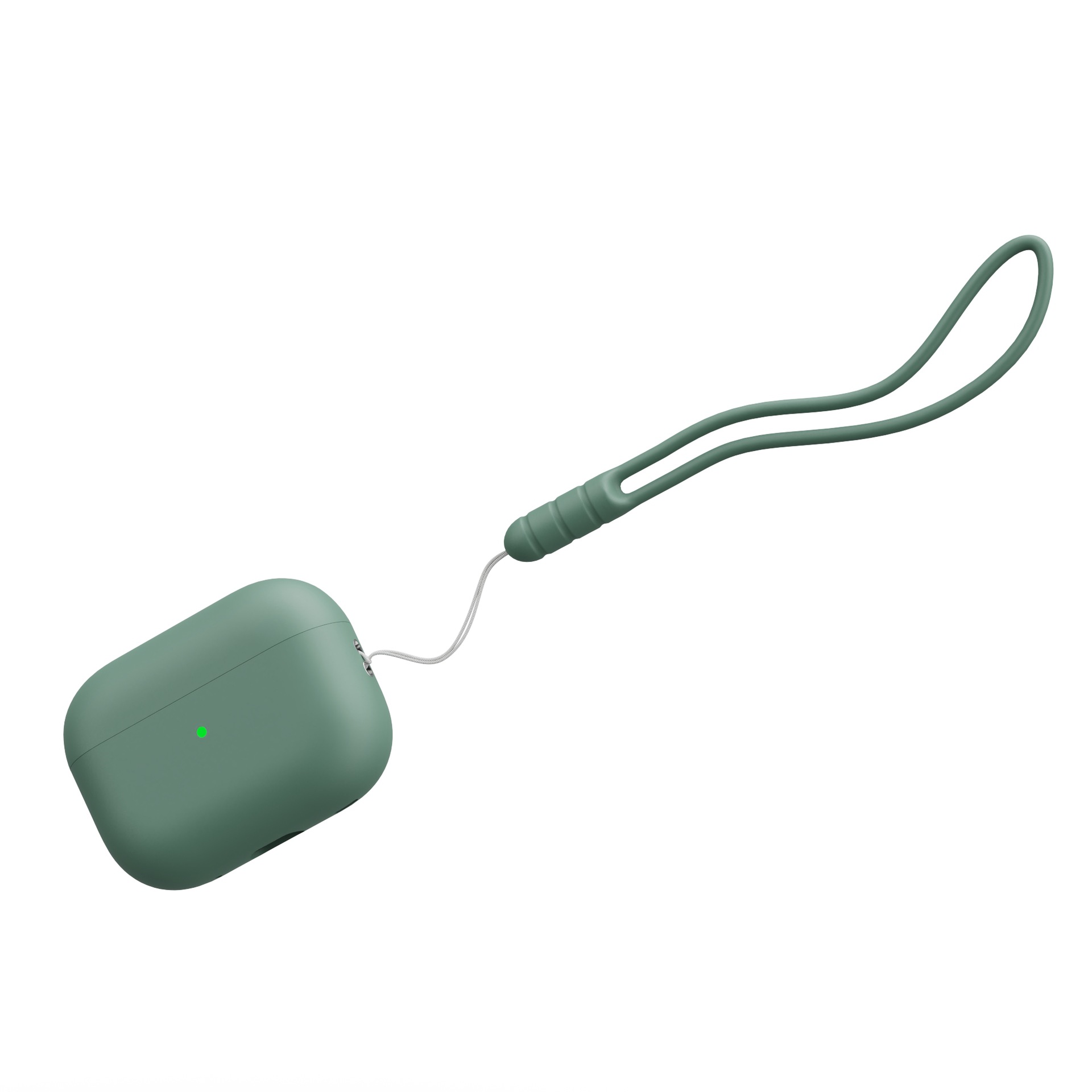 For AirPods Pro 2 Shockproof Case Wireless Earphones Soft Silicone Protective Cover with Lanyard - Pine Green