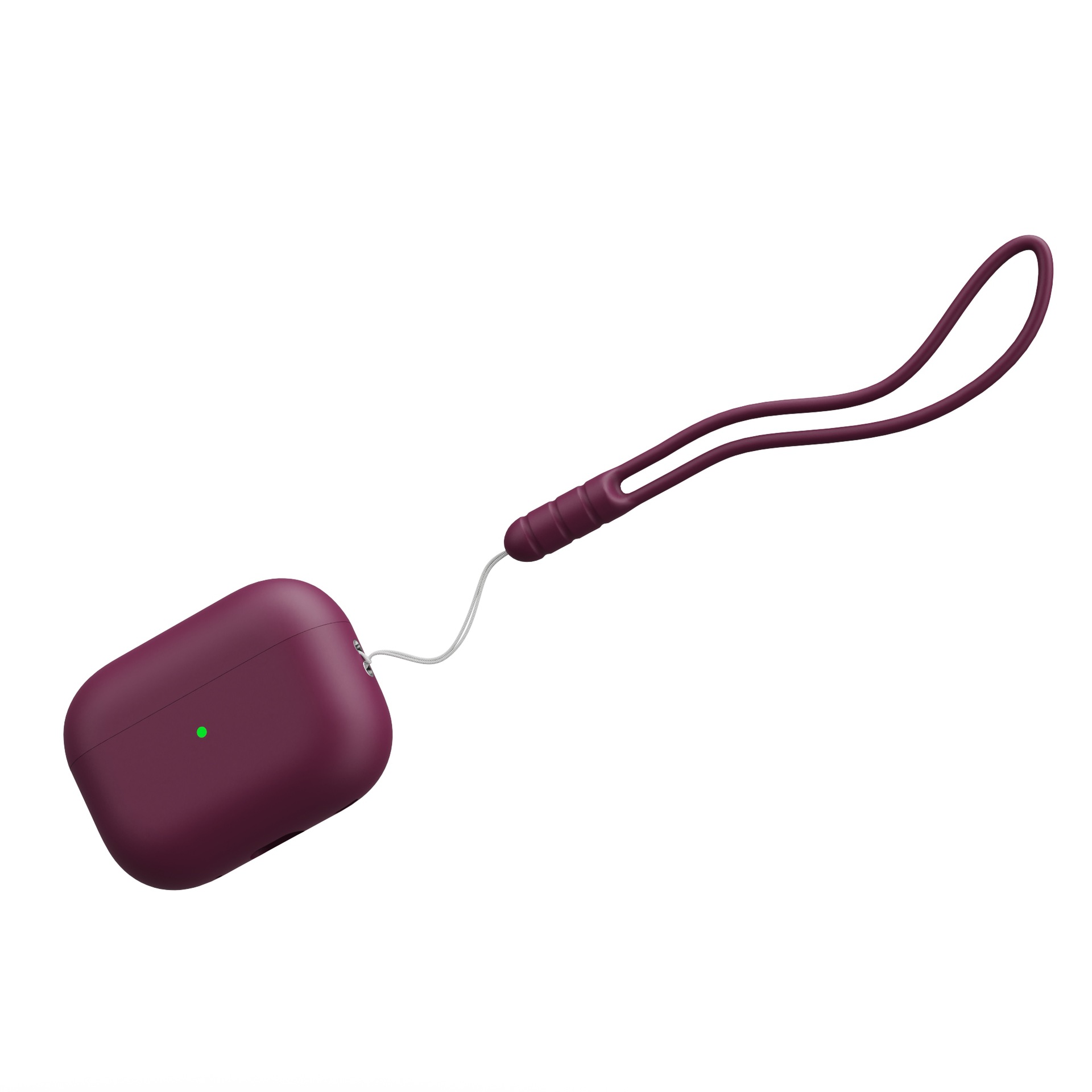 For AirPods Pro 2 Shockproof Case Wireless Earphones Soft Silicone Protective Cover with Lanyard - Wine Red
