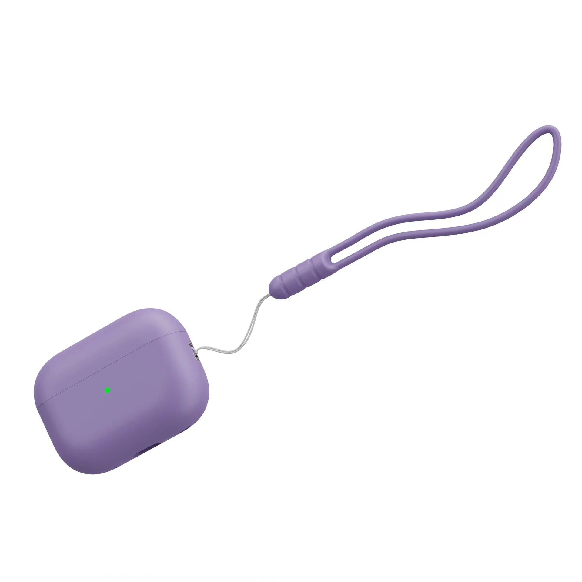 For AirPods Pro 2 Shockproof Case Wireless Earphones Soft Silicone Protective Cover with Lanyard - Light Purple