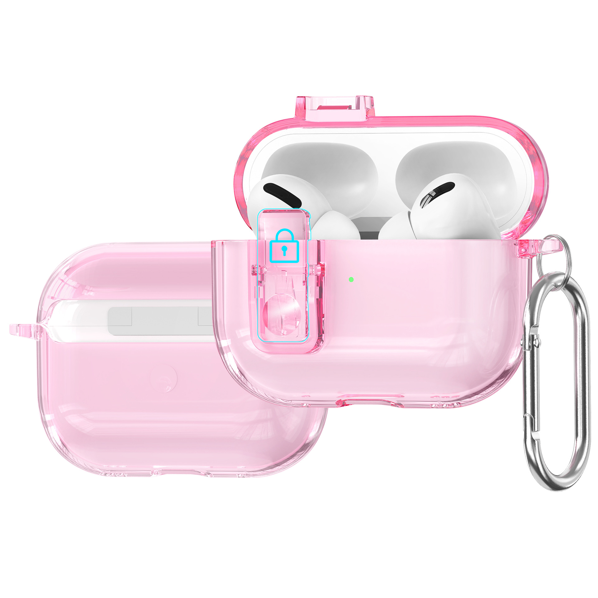 For AirPods Pro 3 Case TPU PC Clear Slim Anti Scratch Protective Cover - Translucent Pink Glitter