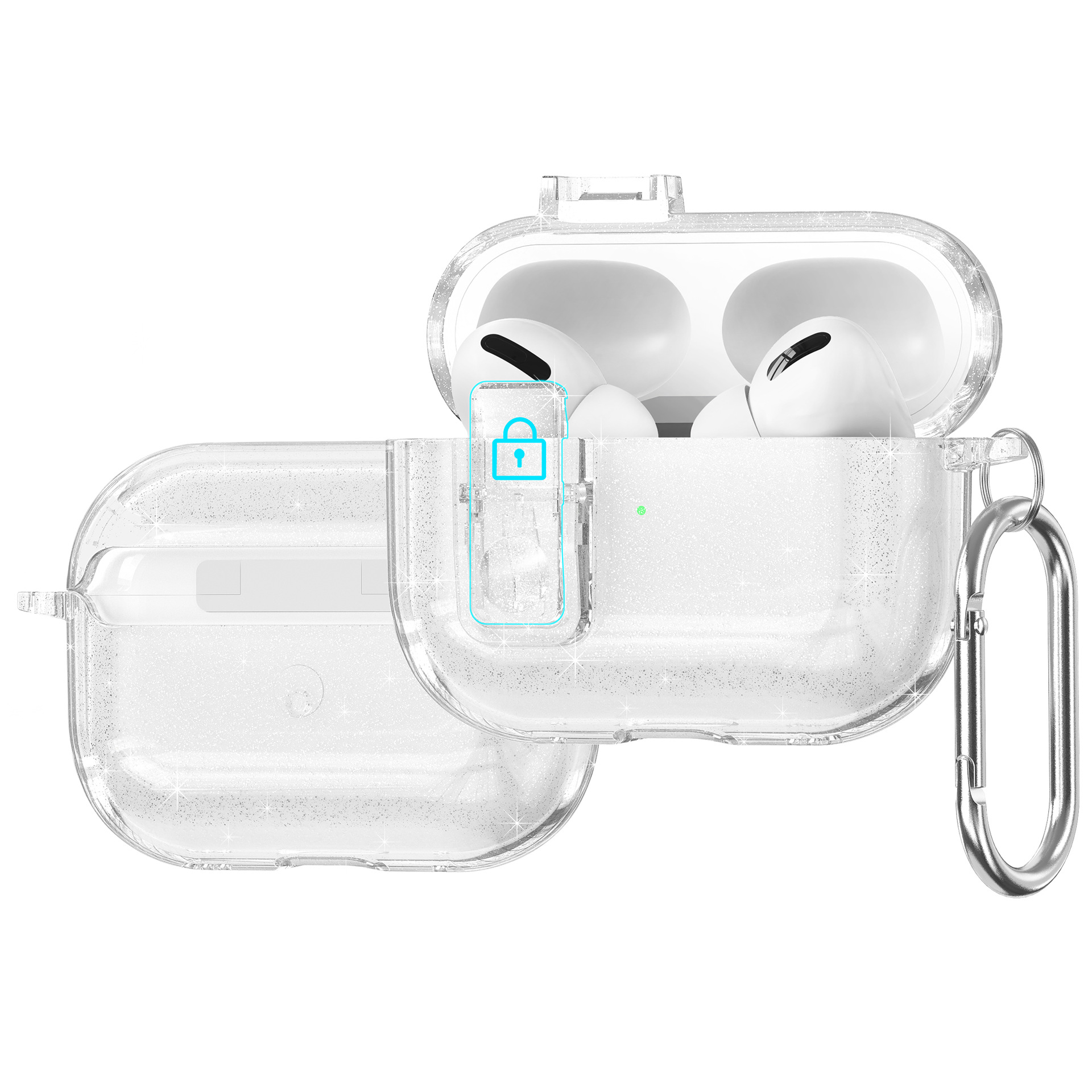 For AirPods Pro 3 Case TPU PC Clear Slim Anti Scratch Protective Cover - Clear Glitter