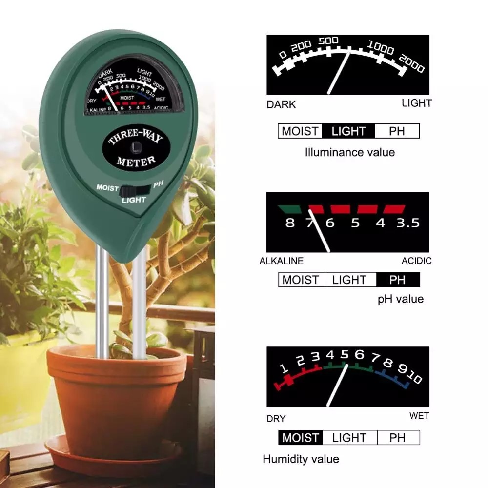 ZZ-009 3 in 1 Soil Tester with Moisture, Light and PH Meter for Home and Garden-1