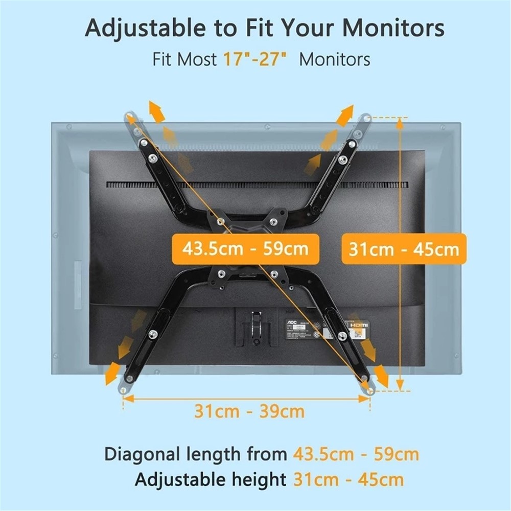 NB FP-1 Extension Adapter Support Bar Holder for 17-27 inch Non Vesa Monitor Desk Stand-8