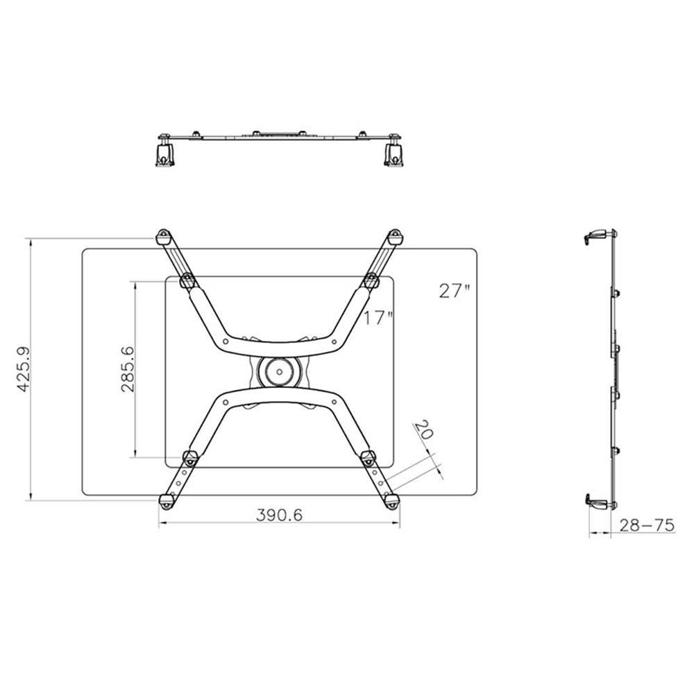 NB FP-1 Extension Adapter Support Bar Holder for 17-27 inch Non Vesa Monitor Desk Stand-9
