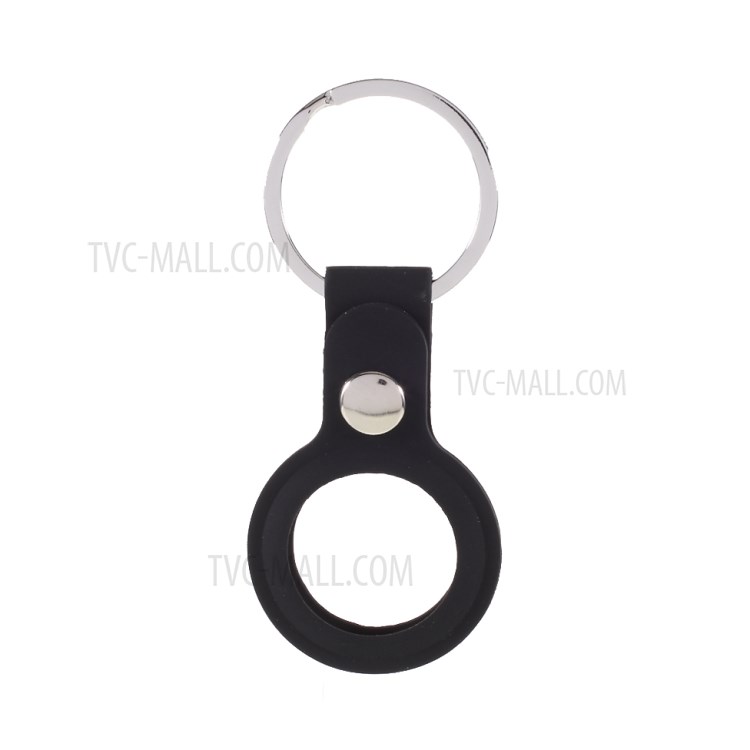 Fasionable Silicone Protective Case Keychain for AirTags - Black-1