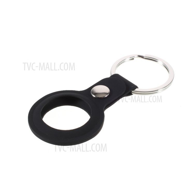 Fasionable Silicone Protective Case Keychain for AirTags - Black-2