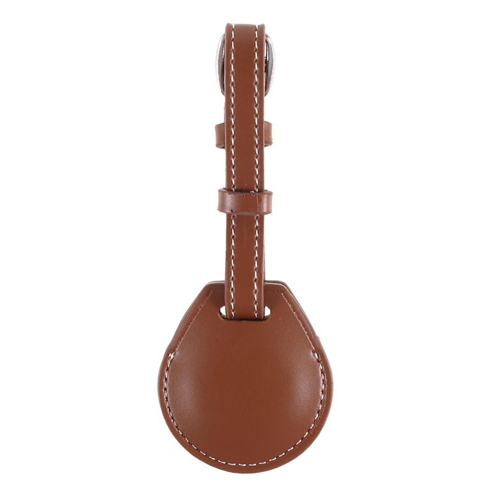 JIUYU Shock-Proof PU Leather Protective Cover Case (L Style) for Apple AirTag - Brown-2