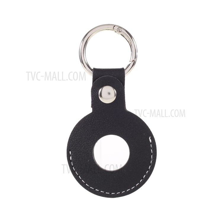 Stitching Design Soft Leather Protective Cover for Apple AirTag 2021 Finder - Black-1