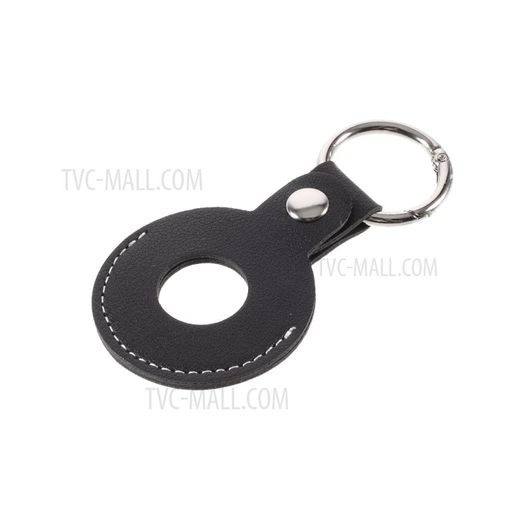Stitching Design Soft Leather Protective Cover for Apple AirTag 2021 Finder - Black-2