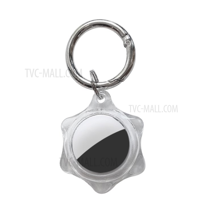Hexagon Shape Clear TPU Protective Sleeve Case Cover Skin Shell with Key Ring for Apple Airtag Tracker-1