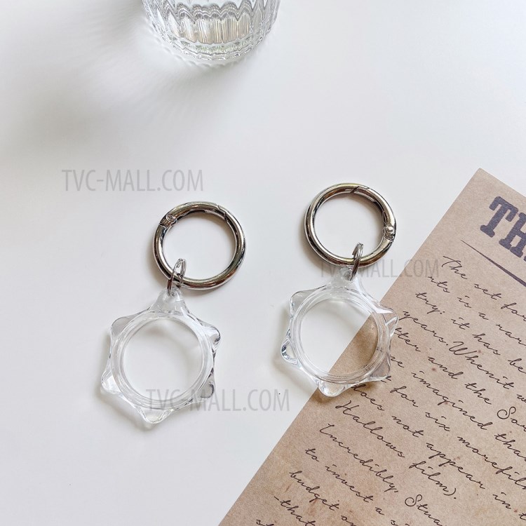 Hexagon Shape Clear TPU Protective Sleeve Case Cover Skin Shell with Key Ring for Apple Airtag Tracker-2