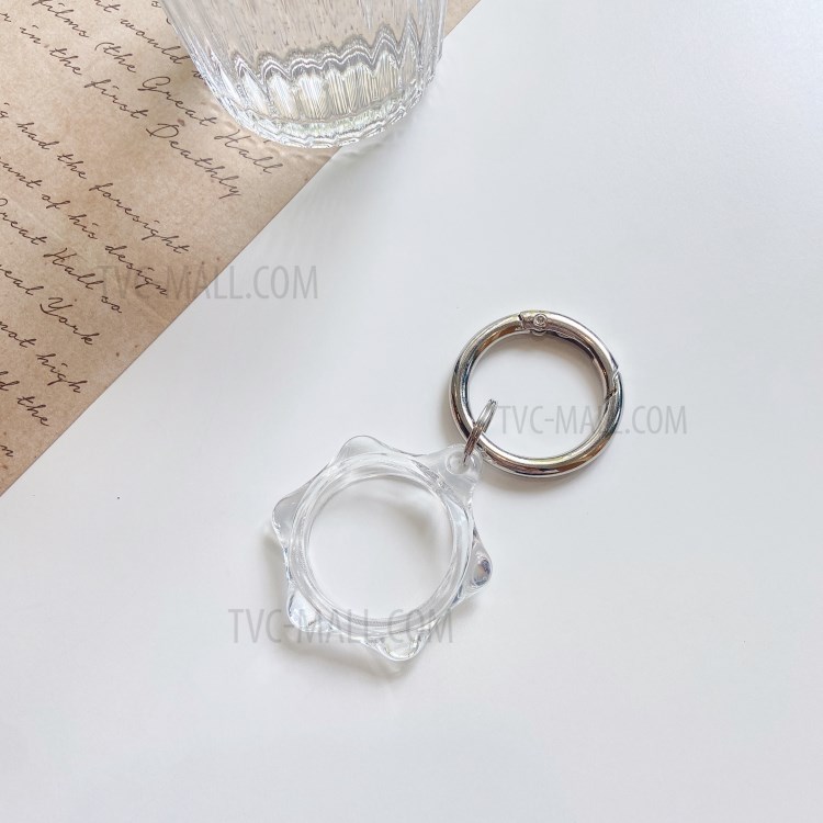 Hexagon Shape Clear TPU Protective Sleeve Case Cover Skin Shell with Key Ring for Apple Airtag Tracker-4