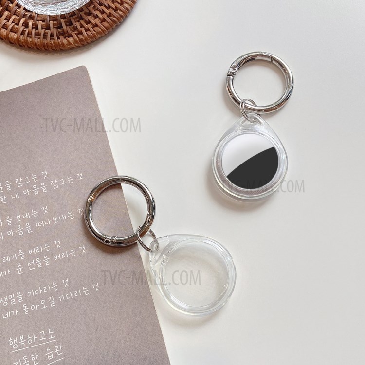 Waterdrop Shape TPU Transparent Protective Case Cover Anti-Lost Keychain for Apple Airtag Bluetooth Tracker-3