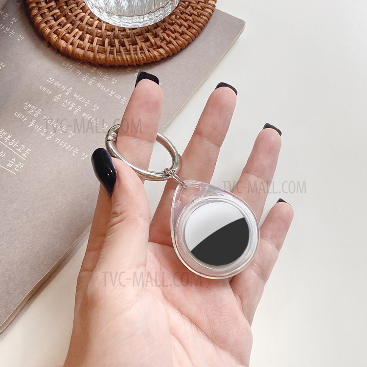 Waterdrop Shape TPU Transparent Protective Case Cover Anti-Lost Keychain for Apple Airtag Bluetooth Tracker-6