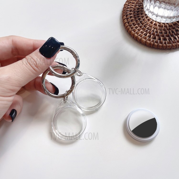 Waterdrop Shape TPU Transparent Protective Case Cover Anti-Lost Keychain for Apple Airtag Bluetooth Tracker-8