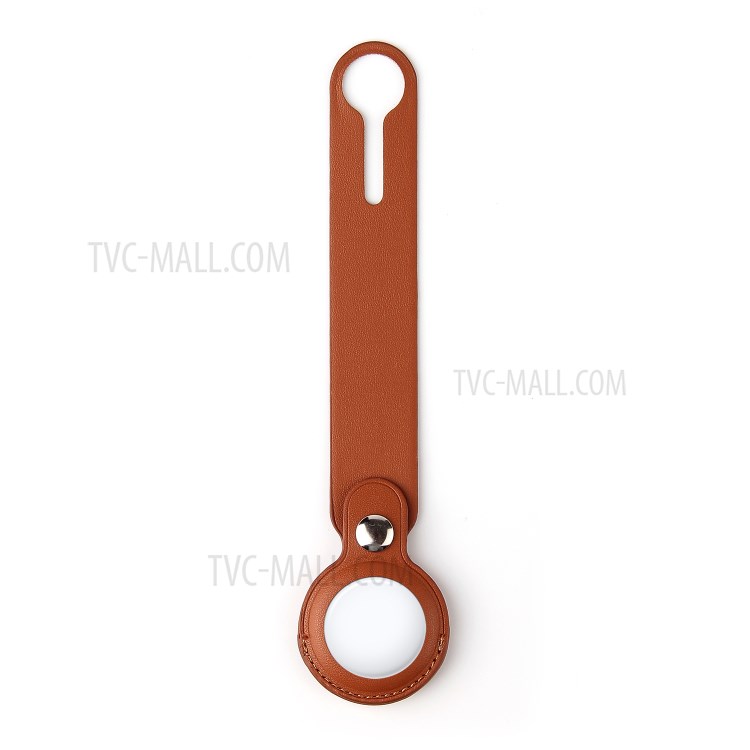 Split Leather Protective Cover Shock-Absorbed Case for Apple AirTag - Brown-1