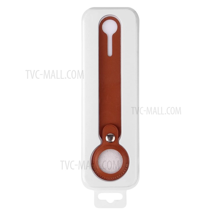 Split Leather Protective Cover Shock-Absorbed Case for Apple AirTag - Brown-8
