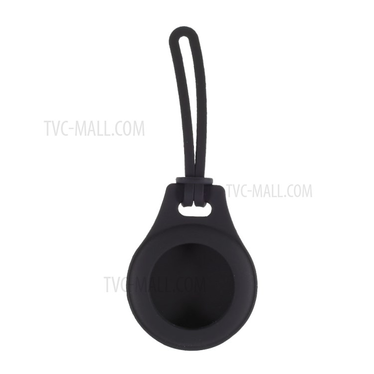 For 2021 AirTag Tracker Portable Silicone Cover Protective Case with 3 Straps Easy Attach to Keys Backpacks - Black-2