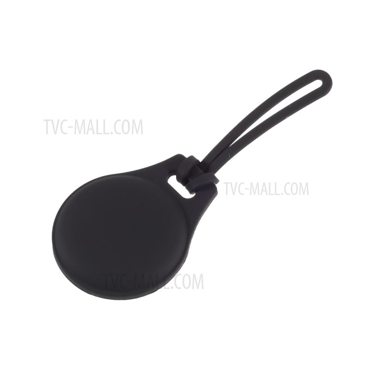 For 2021 AirTag Tracker Portable Silicone Cover Protective Case with 3 Straps Easy Attach to Keys Backpacks - Black-3