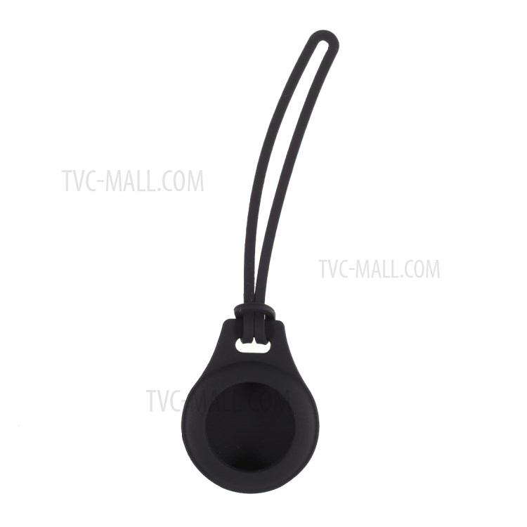 For 2021 AirTag Tracker Portable Silicone Cover Protective Case with 3 Straps Easy Attach to Keys Backpacks - Black-4