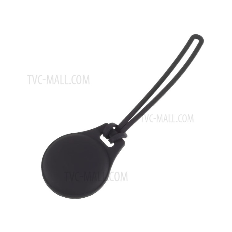 For 2021 AirTag Tracker Portable Silicone Cover Protective Case with 3 Straps Easy Attach to Keys Backpacks - Black-5