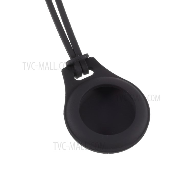 For 2021 AirTag Tracker Portable Silicone Cover Protective Case with 3 Straps Easy Attach to Keys Backpacks - Black-8