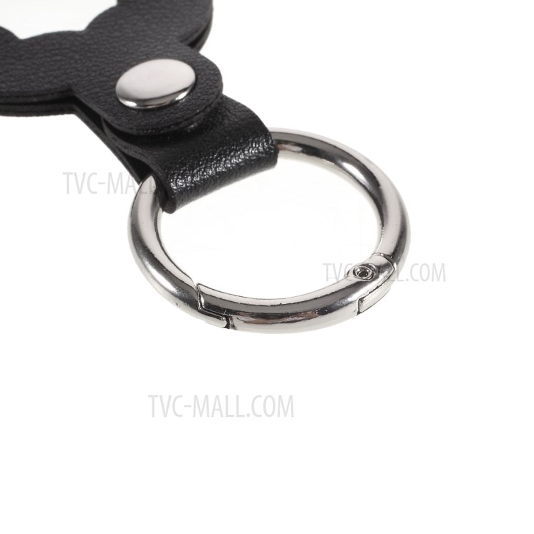 Octagon PU Leather Protective Case Sleeve Cover Skin with Key Ring for Apple AirTag Locator - Black-6