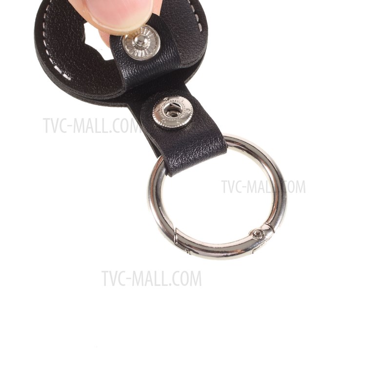 Octagon PU Leather Protective Case Sleeve Cover Skin with Key Ring for Apple AirTag Locator - Black-7
