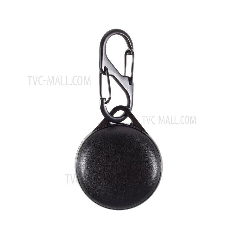For Apple AirTag Tracker Case PC+PU Protective Sleeve Cover Keychain Holder - Black-2