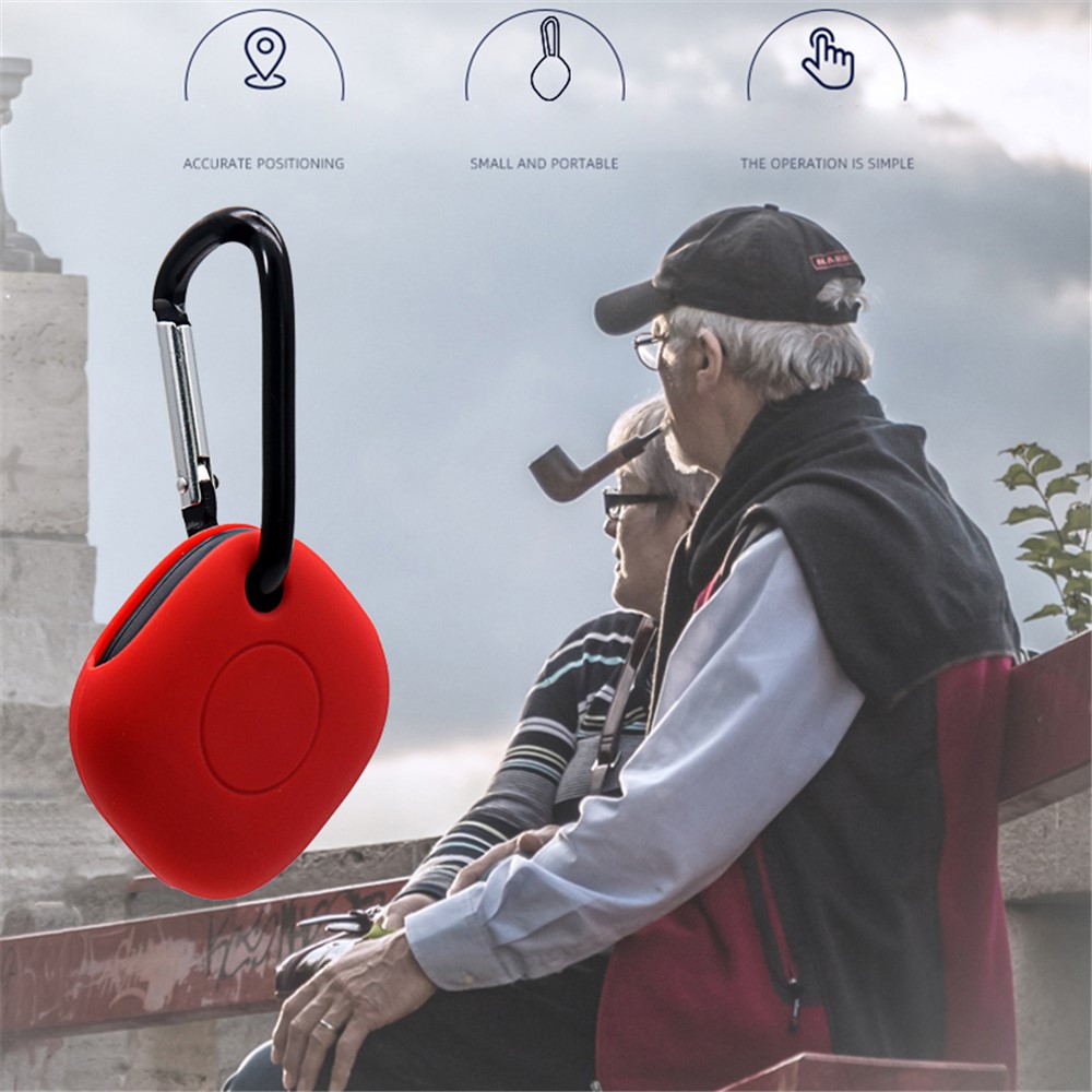 Portable Silicone Case Protective Cover with Buckle for Samsung Galaxy SmartTag Bluetooth Locator - Red-4