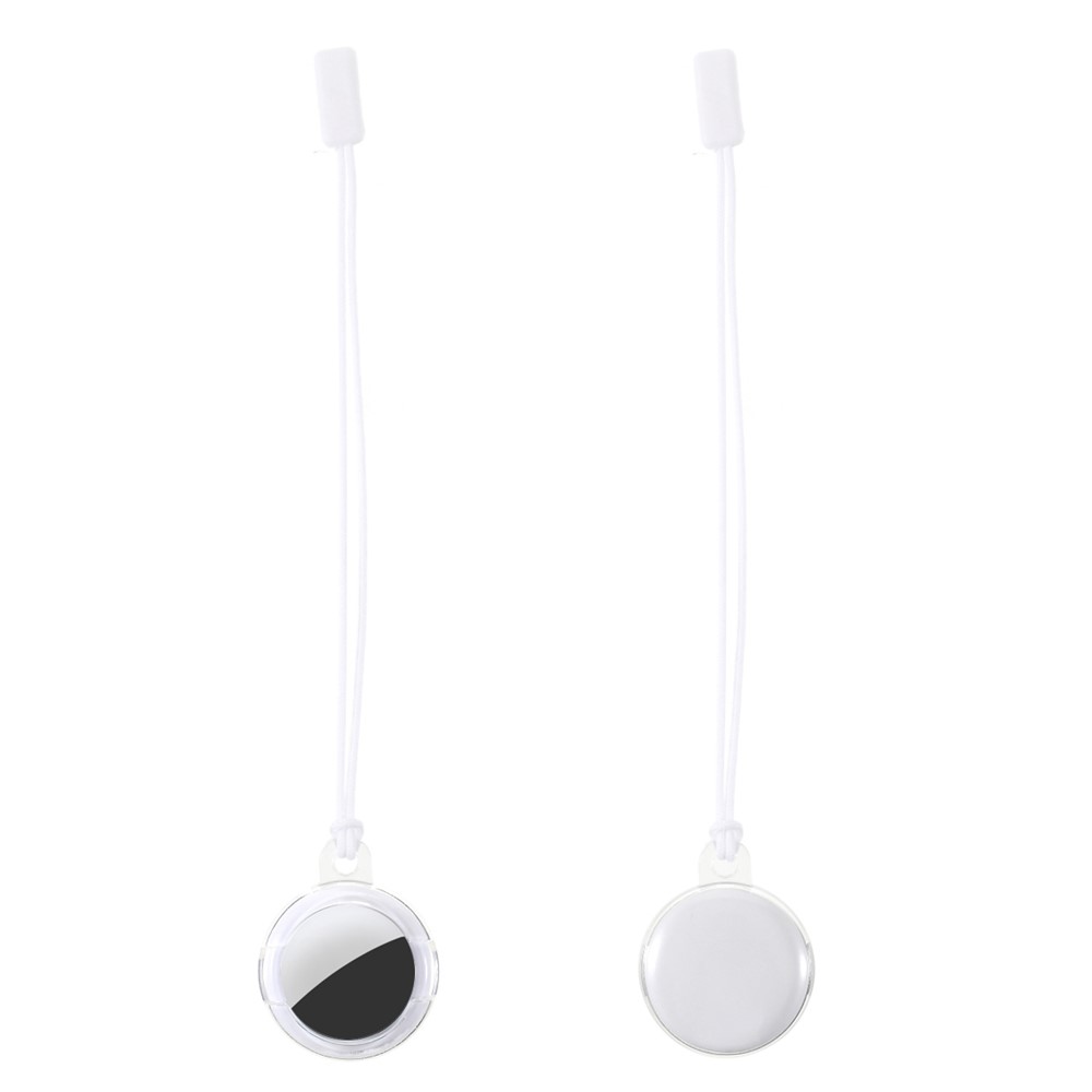 Sheer TPU Protective Cover with Strap for Apple AirTag - White-1