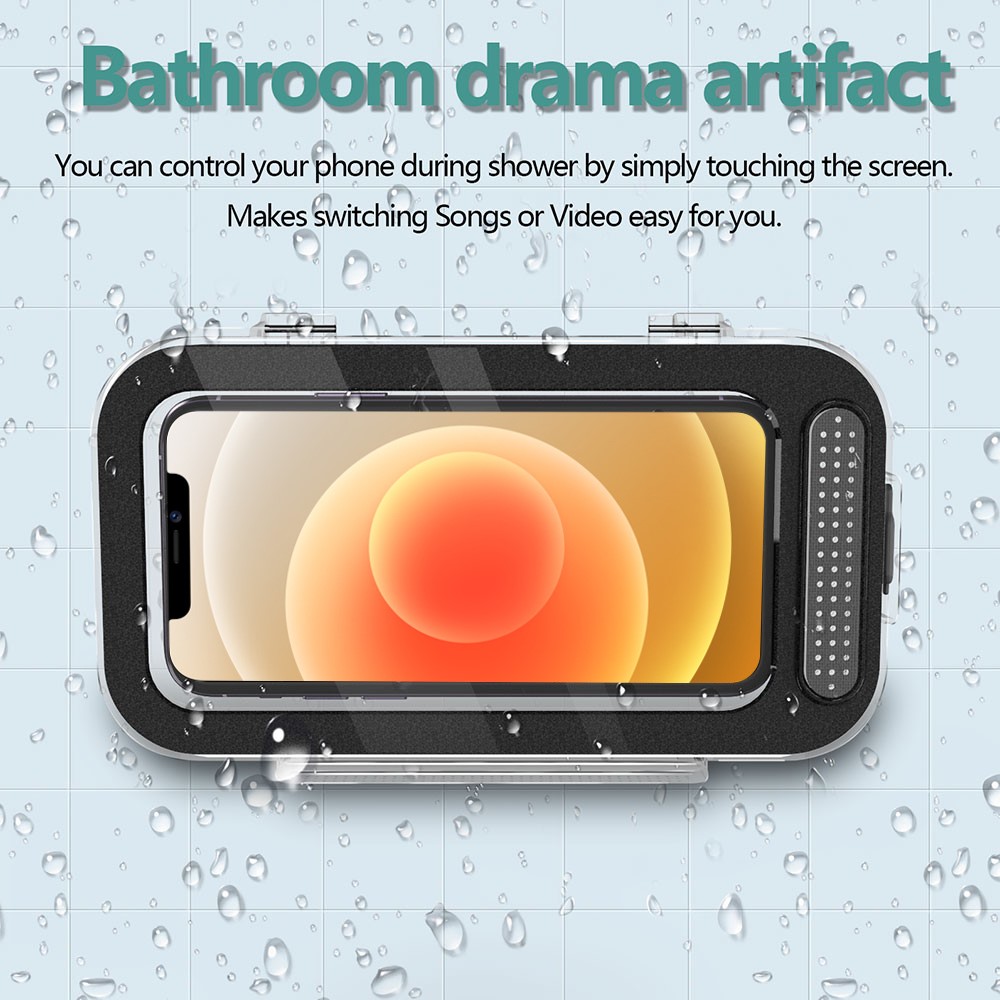 Bathroom Kitchen Anti-Fog Waterproof Mobile Phone Holder Box Wall Mounted Shower Touch Screen Phone Storage Case-2