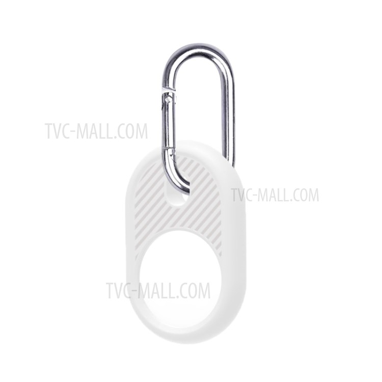 TPU Twill Texture Protective Sleeve Cover Case with Anti-lost Keychain for Apple AirTag Locator - White-2
