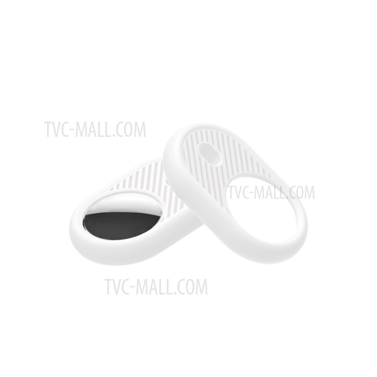 TPU Twill Texture Protective Sleeve Cover Case with Anti-lost Keychain for Apple AirTag Locator - White-4