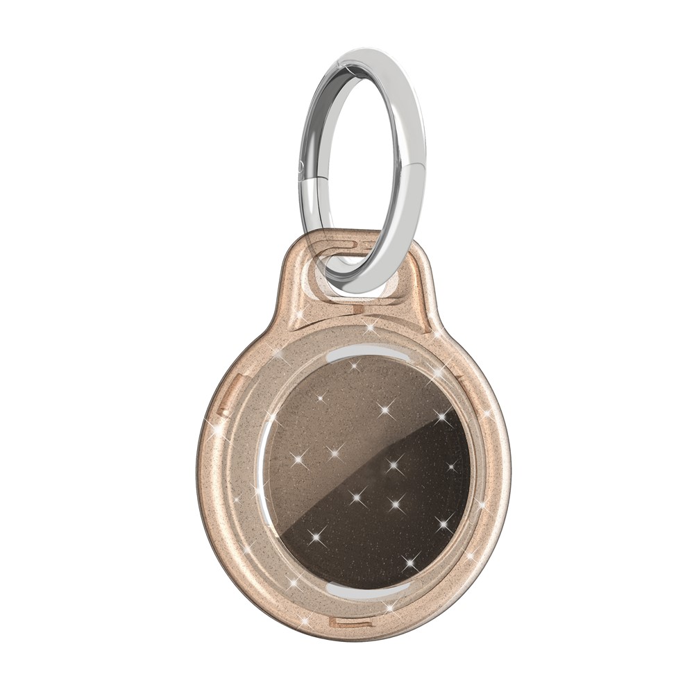 Glitter Powder Full Coverage PC Protective Cover with Keychain Ring for Apple AirTag - Gold-1