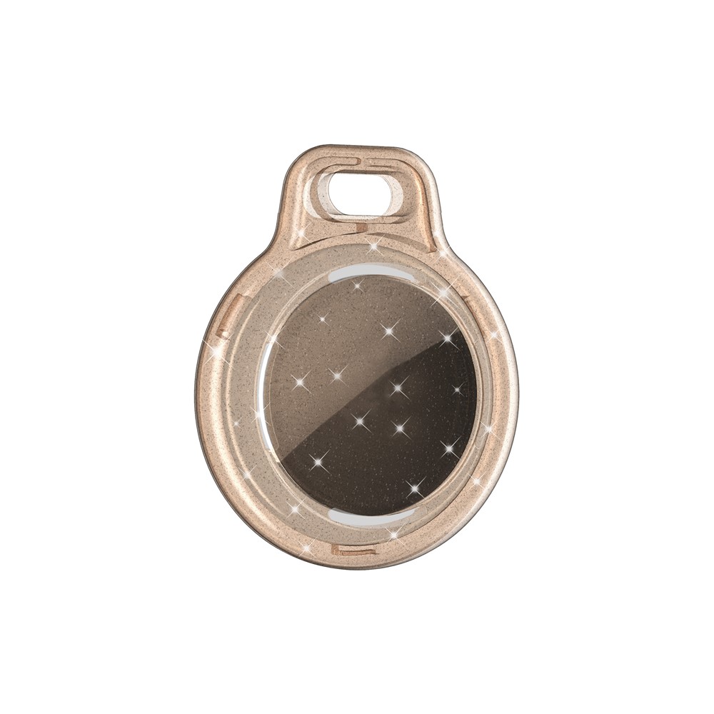 Glitter Powder Full Coverage PC Protective Cover with Keychain Ring for Apple AirTag - Gold-2