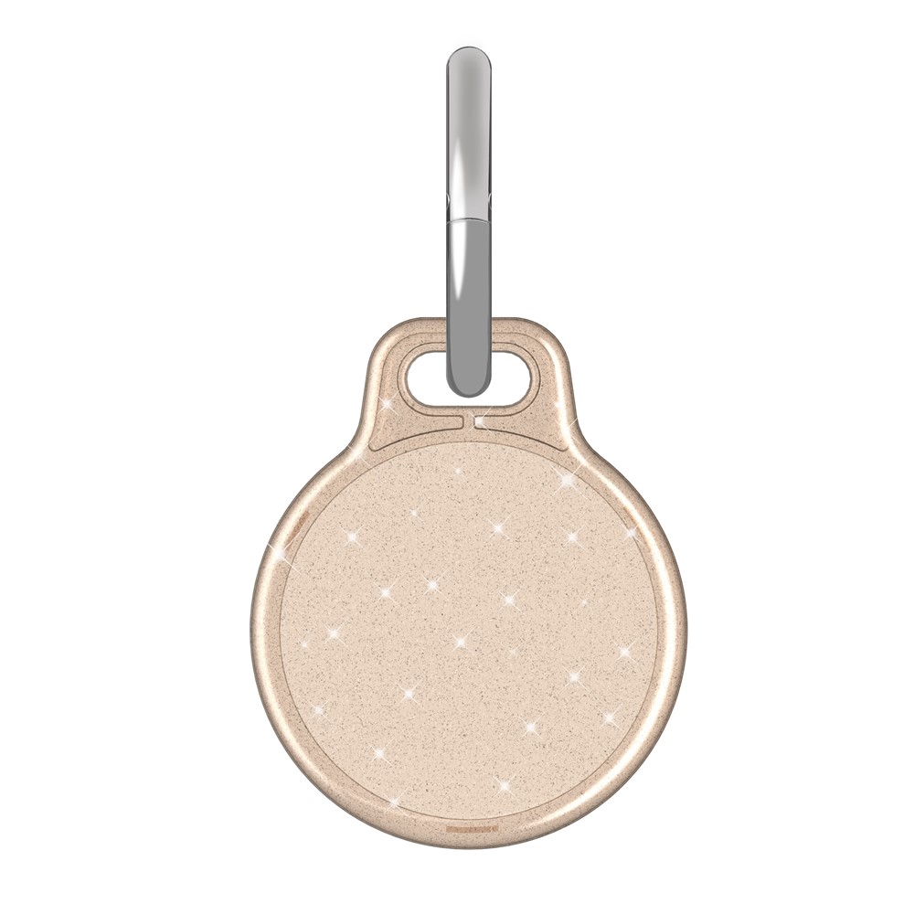 Glitter Powder Full Coverage PC Protective Cover with Keychain Ring for Apple AirTag - Gold-3