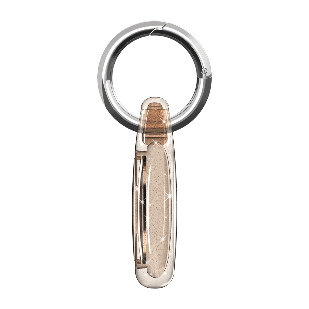 Glitter Powder Full Coverage PC Protective Cover with Keychain Ring for Apple AirTag - Gold-4