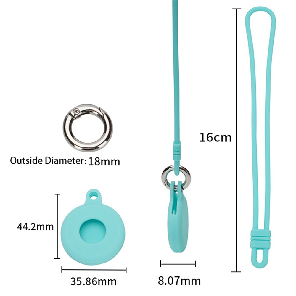 Round Silicone Anti-lost Protective Case Cover with Buckle Rope for Apple AirTag Bluetooth Locator - Red-7